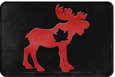 456 Indoor Fußmatte Happy Canada Day Elch-Ahornblatt Fußmatten Schnelltrocknend Dirty Fußmatte Waschbar Schmutzfängerfußmatte Für Außenbereich, Einzugsgeschenke, Schlafzimmer, 40X60Cm