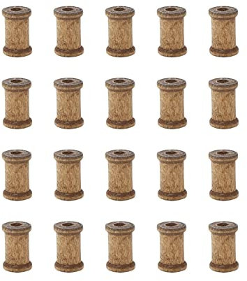 Meprotal 20 Stück Holzspulen leere Nähspulen Holz leere Fadenspulen zum Basteln Nähen (braun_14 x 10 mm)