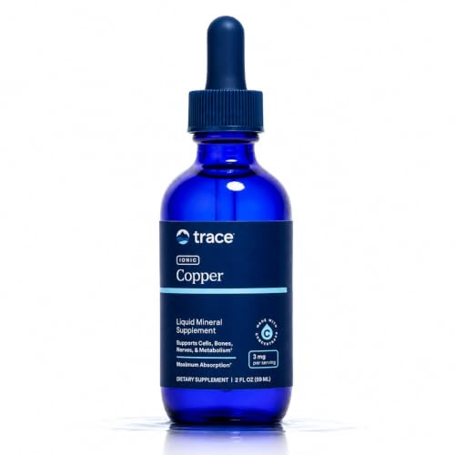 Trace Minerals | Flüssiges ionisches Kupfer 3 mg Nahrungsergänzungsmittel | Antioxidatives Enzym Superoxid-Dismutase | Unterstützt die Blutgesundheit, Nerven und Stoffwechsel 59ml, 48 Portionen