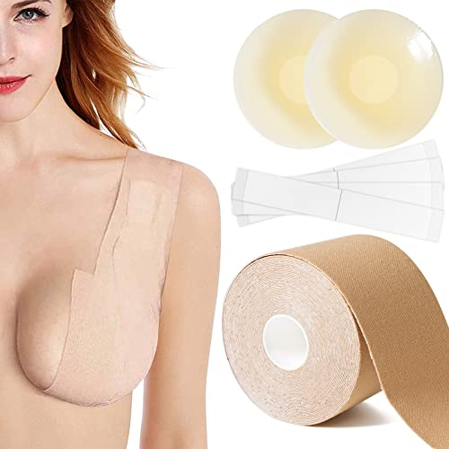 Bieyoc Reggiseno Adesivo Push Up per Seni Grandi -Senza Schienale e Senza Spalline -2 Seni in Silicone Riutilizzabili -Reggiseno Invisibile per Abiti da Sera