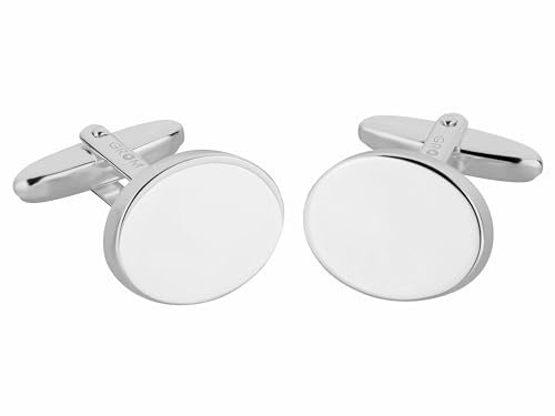 Grom Manschettenknöpf Silber poliert oval gravurfähig