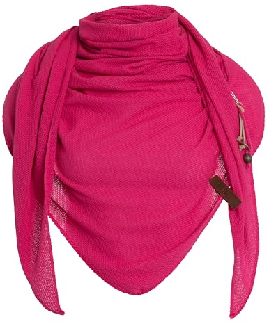 KNIT FACTORY - Lola Dreieckstuch - Fein Gestrickter Damen Schal - Tuch Schal - Für Frühling und Sommer - Baumwollmix - Fuchsia - 190x85 cm