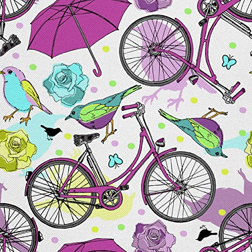 HEKO PANELS Stoff Oxford Wasserdichte Meterware Canvas-Stoff Polyester Stoff Zum Nähen Nähstoffe Dekostoffe Wasserabweisend Blickdicht Fahrrad Spatz Wasserfarbe 1 Meter 155 x 100 cm, DX845