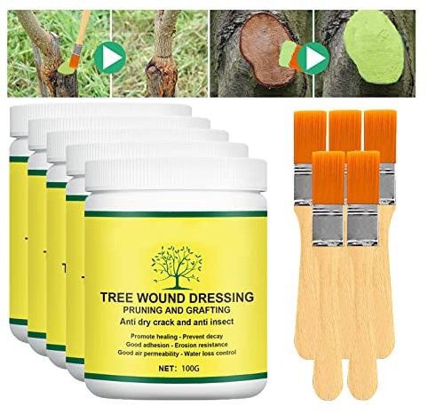 Tree Wound Sealer, Tree Pruning Sealer, Tree Grafting Supplies, Tree Wound Sealer Healing Paste, Bonsai Cut Paste, Pruning Sealer And Tree Wound Dressing for Plant, Trees, Shrubs, Roses (5Pcs)