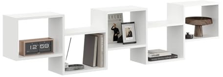 KUBUTKU Wandregal 44x185x18 Breites Hängeregal Mordern Design Schweberegal für Wohnzimmer Schlafzimmer Büro und Küche (Weiß)