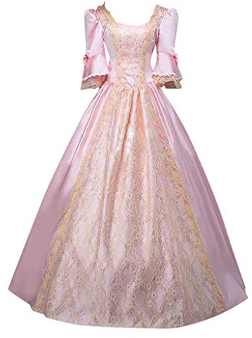 Duohropke Robe de bal rococo gothique victorienne pour femme, costume médiéval, robe longue multicouche, dentelle, vintage, princesse, cosplay, robe longue au sol