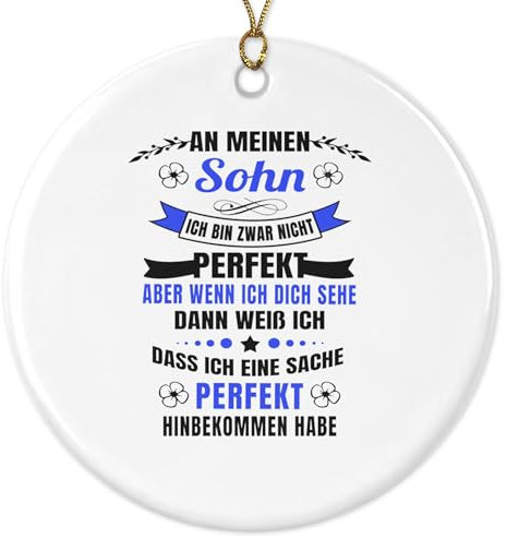 22Feels Sohn Geschenk Weihnachtsdeko Jungs Männer Christbaumschmuck Kinder Familie Weihnachten Dekoration Weihnachtsbaum-Anhänger Advent Keramik Ornament Rund