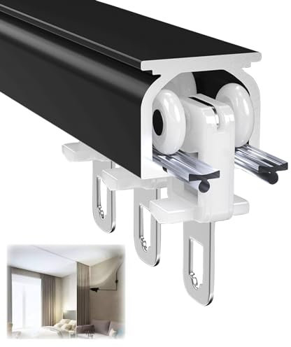V3VOGUE Rail De Rideau De Plafond en Aluminium 0.5m/1m/3m/6m, Pas Facile À Rouiller, Système De Rail De Rideaux Coulissant Multi-usages pour Séparateur De Pièce Douche Salon Chambre