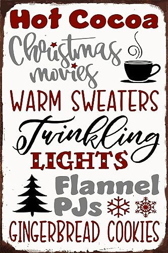 Affiches de films de noël Hot Cocoa, signe en étain en métal, décor pour porte de maison, cuisine, salle à manger, Bar, café, cadeau 8 × 12 pouces