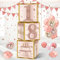 Guiruiy 3Pcs 18th Birthday Decorations Boxes for Girls Women, Pink Rose Gold 18th Birthday Balloons Boxes Party Supplies, Pink Eighteen Year Old Birthday Theme Cardboard Box Decor