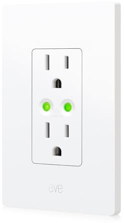 Eve Energieauslass (Materie) - Smart Outlet & Power Meter, App & Sprachsteuerung, Keine Brücke, Thread, funktioniert mit Apple Home, Alexa, Google Home, SmartThings, 100% Privatsphäre, erfordert