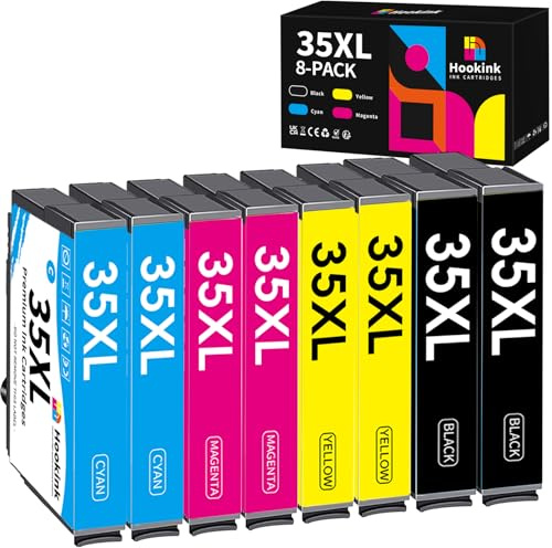 Hookink 8-Pack 35XL 35 XL Druckerpatronen für Epson 35 Tintenpatronen Kompatibel mit Epson Workforce Pro WF-4720 WF-4725 WF-4730 WF-4740 WF-4720DWF WF-4725DWF WF-4740DTWF WF-4730DTWF