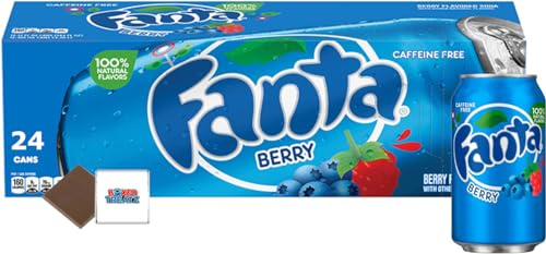 Fanta USA Variety Party Pack 12-24 Cans / 4 Flavours Randomly Sent: Grape, Peach, Strawberry, Pineapple, Berry - Boxed Treatz (355ml, Pack of 24 Cans Berry)