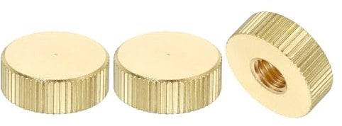 sourcing map Knurled Thumb Nuts, 3Pcs M8 x D20mm x H7mm Brass Flat Head Blind Hole with Collar Flat Head Blind Hole Round Knobs Fasteners for 3D Printer Parts, Machine Tools