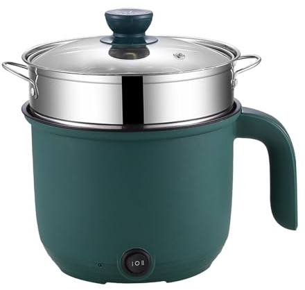 kowaku Mini Olla Funcional Multifuncional, sartén eléctrica Antiadherente, Olla arrocera eléctrica para Fideos, con vaporera