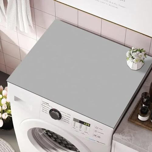 60cm x 60cm Washer and Dryer Cover For Top, Non-Slip Washing Machine Top Protector Mat, Dust-Proof Machine Washer and Dryer Top Cover Mat Most Washers,Home Kitchen Laundry Room (Grey)