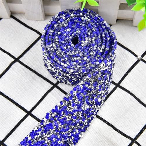 Cinta de resina de cristal de 3,5 cm de ancho para planchar con diamantes de imitación para cinturón y zapatos, zafiro, 3,5 cm de ancho