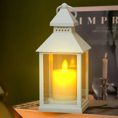 Weihnachten Laternen für Draußen Kerzenlaterne,Gartenlaternen Elektronische Kerzenlicht Windlicht Outdoor,Säulen Kerzenhalter Vintage Grablaterne Friedhof Wetterfest für Gardendeko