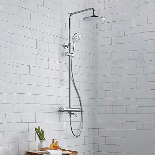 Thermostatic Shower System Mixer with Hand Held Shower - Circle Thermostat Shower Head, Adjustable Temperature Control - Universal Fit for Various Water Heaters