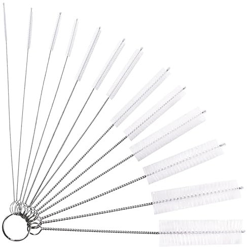YIXISI 13 Piezas Juego de Botella de Limpieza Cepillos, Limpiador de Pajitas Cepillo, Cepillo para Tubos de Ensayo, para Lavar Botellas de Agua de Cuello Estrecho Frascos Tetera Boquilla, Blanco