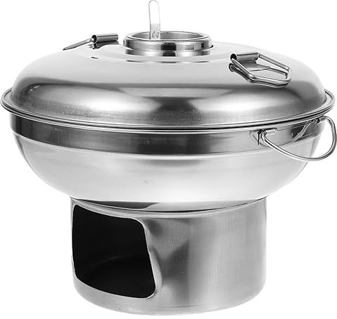 SEWOART Edelstahl Hot Pot Für Drinnen Und Draußen Tragbarer Kochtopf Mit Alkoholkocher Langlebiges Küchenzubehör Für Haus Und Restaurant Für Gesellige Runden