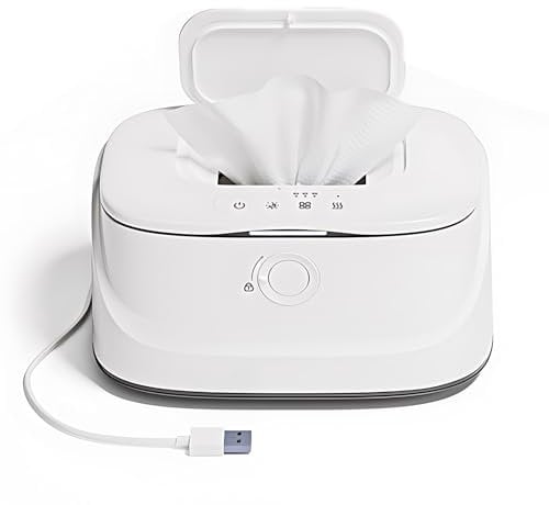 Hanzete Large Capacity Baby Wipe Warmer with 3 Temperature and 3 Brightness Night Light Top Heating Wet Wipes Dispenser Fast Heating Diaper Wipe Warmer Newborn Baby Essentials