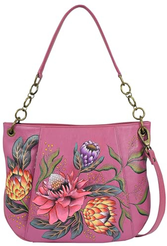 Anna by Anuschka Damen Original handbemalte Leder Medium Umhängetasche, Hawaiianische Blumen, Einheitsgröße