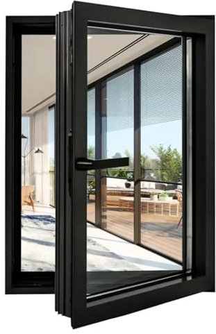Schwarzes Flügel-Aluminiumrahmenfenster mit Garngeflecht und Mehrfachöffnungseinstellung, isolierte Beleuchtung und wassergeschütztes Dachfenster (65 x 95 cm)