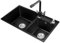 Fregadero de cocina Fregadero de cocina fregadero doble fregadero de barra de cuarzo fregadero de granito fregadero doble empotrado/negro/75 * 41 * 20 cm