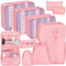 Coolzon Organisateur de Valise, Lot de 11 Organisateurs Rangement Valise Packing Cubes pour Voyage sac Compression de Stockage Bag Pochette Voyage sac Organisateur, Rose