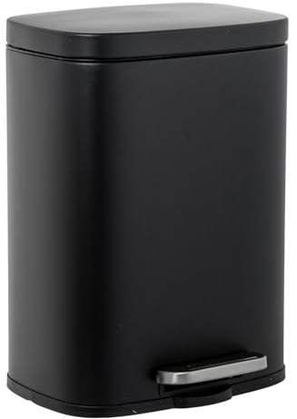 Papelera de acero inoxidable de 12 litros con pedal en negro 29x25x39 cm