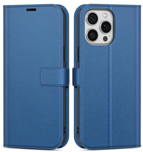 oakxco for iPhone 13 Pro Wallet Case with Credit Card Holder, Magnetic RFID Slim Folio Book Flip Leather Phone Case for Women Men Girl, Cute Soft Silicone Rubber Shockproof Cover, Royal Blue