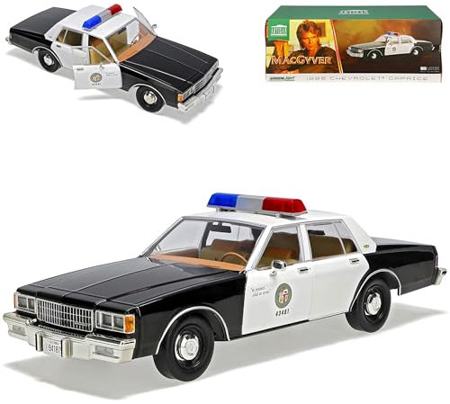 alles-meine.de GmbH Chevy Chevrolet Caprice MacGuyver Los Angeles California Police Polizei 3. Generation 1976-1990 1/18 Greenlight Modell Auto mit individiuellem Wunschkennzeich