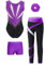 Vxuxlje Mädchen Glitzer Turnanzug Set Ärmellose bodysuit mit Shorts Legging und Haarbandund Rückenfrei Gymnastikanzug Tanzbody Trainingsanzug Violett 158-164