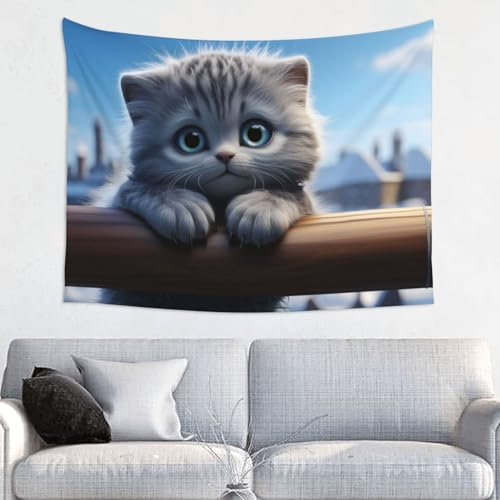 HMBGFW Lonely Kitty Wandteppich, 73 x 94 cm, für Schlafzimmer, perfekt für Zuhause, Urlaubsdekoration