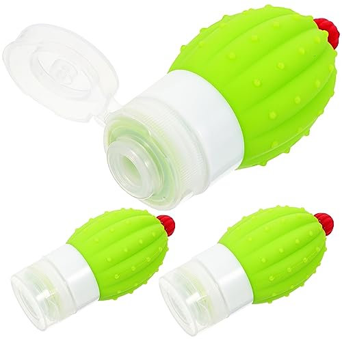CALLARON 3 Pièces Flacon de Voyage Forme de Cactus de Bouteilles Rechargeables pour Shampooing Lotion et Gel Étanches et Pratiques pour Toilettes