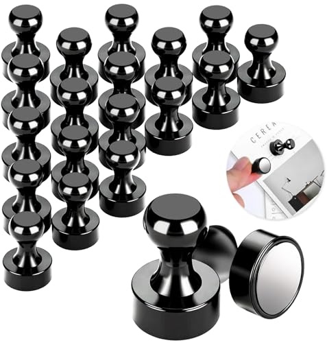 20 Stück Giantzhong Neodym Magnete Stark für Magnettafel, 12X16mm, schwarz | Klein Kühlschrankmagnete mit Aufbewahrungsbox, Mini Magnete mit Griff für Pinnwände, Büro, Whiteboard
