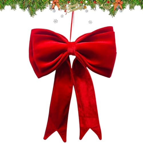 Rote Weihnachtskranz-Schleifen, 48 x 63 cm Groß Rote Samtstoff Weihnachtsbaum Schleife, Dekorative Krawatten, Weihnachtsbogen Geschenkschleife Für Zuhause Hochzeit Party Kamin Haustür Deko