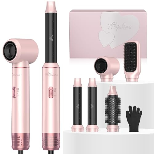 Atopskins Air Styler 5 in 1 Hair Styler Set Airbrush 5 in 1 Magic Styler | Hair Dryer Brush 1000Wwith Airflow Hair Curler Thermal Brush 60000rpm Hairdryer Brushe Drying and Styling Multistyler Gift