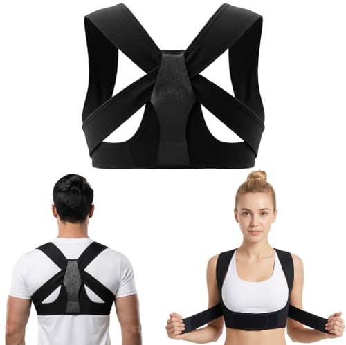 AYBUY Corrector Postura Espalda para Hombre Mujer, Corrector de Postura Ajustable, Espaldera Ergonómica Transpirable, Soporte para Espalda con Dos correas de ajuste, Prevención del Dolor, S/M