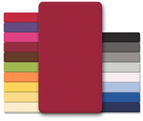 CelinaTex Jersey Topper Spannbettlaken Lucina 90x200-100x200cm Bordeaux rot 100% Baumwolle gekämmt bis 12cm Matratzenhöhe Spannbettbezug, Leintuch, Bettlaken, elastisch, Strech, Oeko-Tex
