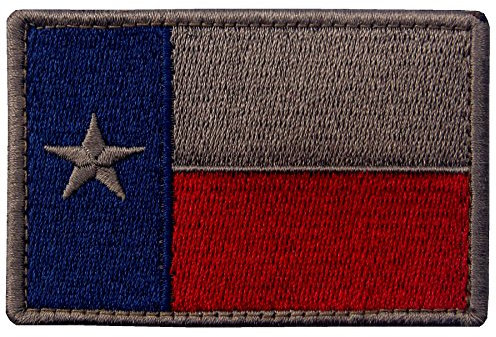 EmbTao Texas Aufnäher mit Klettverschluss, bestickt, Blau / Rot