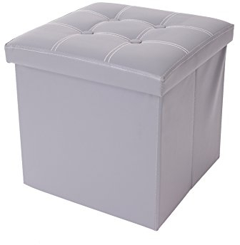 Rebecca Mobili Puff Fußhocker, Sitzbank Sitzwürfel modern in Grau, für Büro Wohnzimmer Schlafzimmer – Maße: 30 x 30 x 30 cm (HxLxB) - Art. RE4635