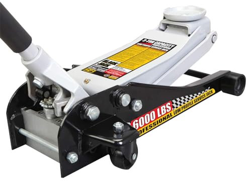 Torin Blackjack T83505W Hydraulischer Low Profile Stahl Racing Bodenheber mit Einzelkolben Quick Lift Pumpe, 3 Tonnen (2,7 kg) Kapazität, schwarz