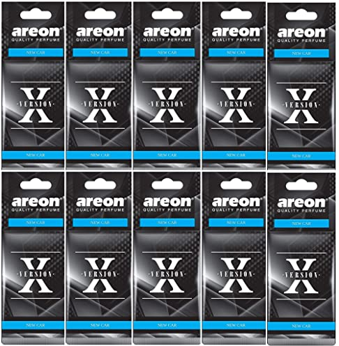 AREON X Autoduft Neuwagen New Car Neues Auto Lufterfrischer Schwarz Aufhänger Anhänger Spiegel Pappe 2D (Set Pack x 10)