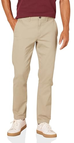 Amazon Essentials Pantalones Chinos Informales, Elásticos de Corte Ajustado para Todo el Día Hombre , Marrón Caqui, 40W / 32L