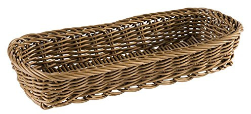 APS 40010 ECONOMIC Polypropylen Besteck Spender, Flechtwerk, Besteckkorb, Aufbewahrungskorb, 27 x 10 x 4, 5 cm, Braun