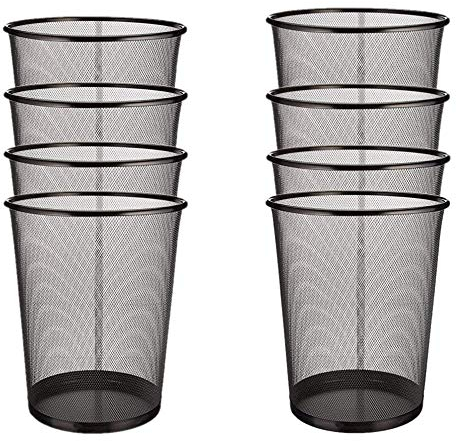 EUROXANTY Papelera de Oficina | 28 x 26 cm | Papelera de Escritorio de Metal | Papelera Circular de Rejilla Metálica | Papelera Habitación Negra | Pack 8 Unidades | 12 L