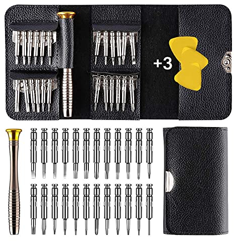 EasyULT Mini Cacciaviti 28 in 1, Set Cacciaviti di Precisione Kit Cacciaviti Riparazione per Occhiali, Smartphone, Tablet, Cellulare, PC, Laptop, Orologiaio, Elettronica, 3 Leve
