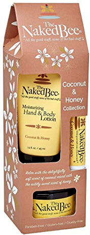 The Naked Bee Coconut & Honey Gift Collection. Body Butter, Body Lotion & Lip Balm Gift Set. Moisturising Body Care & Body Skin Care Collection. Moisturising Body Skincare Womens Gift Sets.
